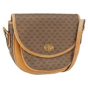 Authentic GUCCI Micro GG Supreme Shoulder Bag PVC Beige Gold 001 084 0930
